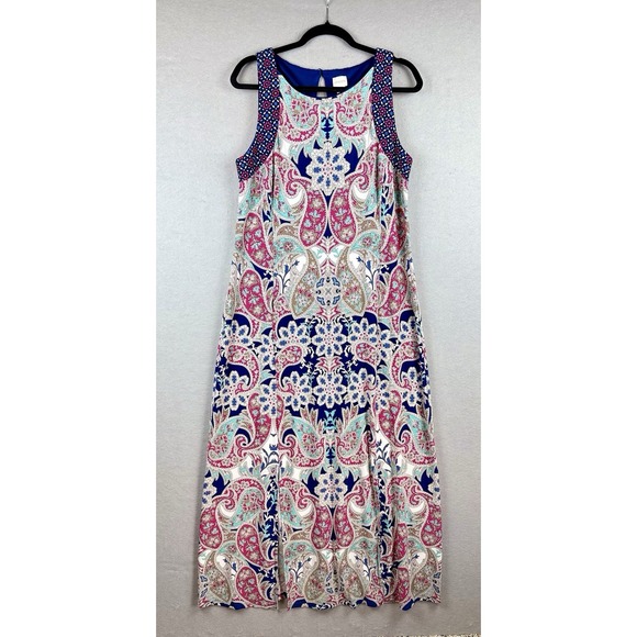 Chico's Dresses & Skirts - Chico's Maxi Dress 2 L Crown Paisley Slits Artsy Stretchy Slinky